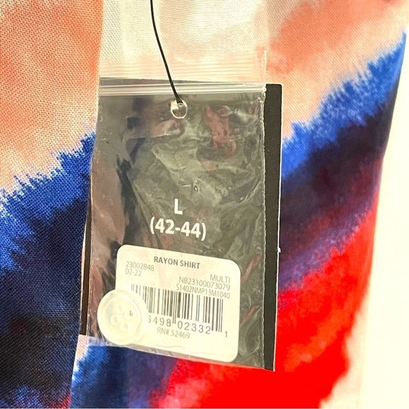 NWT No Boundaries Red, White, & Blue Rayon Button Front Shirt Size L - Picture 5 of 5